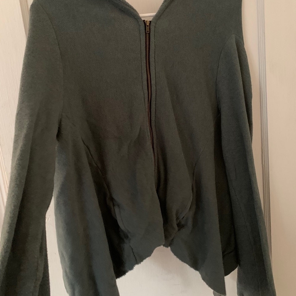 Army green Free People cropped sweatshirt